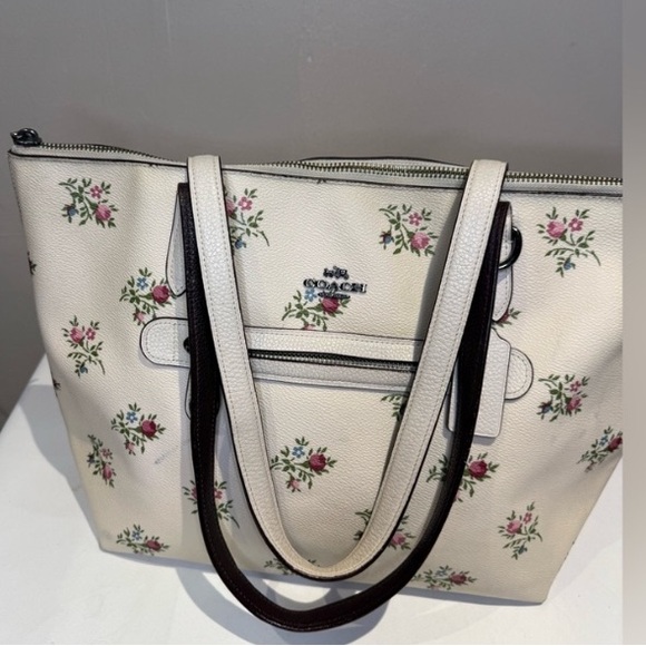 Coach Handbags - Coach Taylor Tote CrossStitch Floral Tote Bag coated Leather Gunmetal Hardware